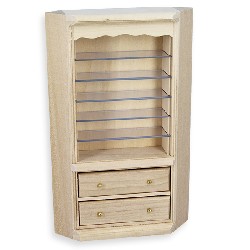 Bibliotheque tiroirs angle non vernie meuble miniature 1/12