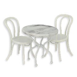 Table bistrot marbre av 2 chaises blanc
