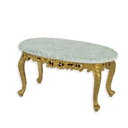 Table basse Louis XV or/marbre