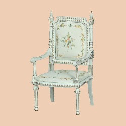 Chaise avec accoudoirs Louis XVI ivoire fleurs