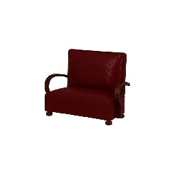 Sofa Art Deco noyer cuir rouge