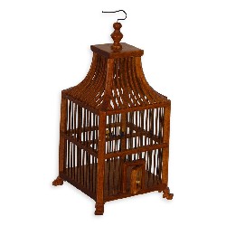 Cage à oiseaux merisier