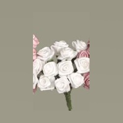 Bouquet de 12 roses tissu blanc