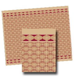 Papier peint rouge doré pour maisons de poupées 1/12