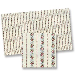 Papier peint rayé fleuri pour maisons de poupées 1/12