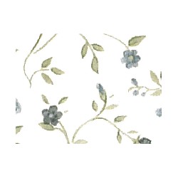 Papier peint imprimé feuillage fleurs bleues, Mur