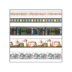 Frises chiot,livre,cuisine,fleurs,bobine, Mur