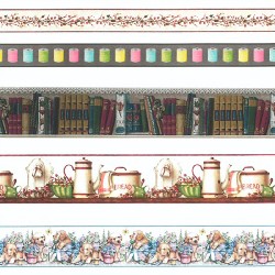 Frises chiot,livre,cuisine,fleurs,bobine pour maisons de poupées 1/12