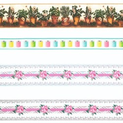 Frises pots de fleurs, bobines, fleurs pour maisons de poupées 1/12