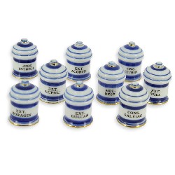 9 grandes urnes à couvercle bleu cobalt Mini Mundus