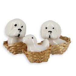 3 animaux en porcelaine dans panier 1/12