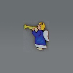 Mini sujet bois ange bleu avec trompette