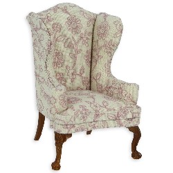 Fauteuil noyer tissus fleuri vieux rose, Meubles de collection Trianon
