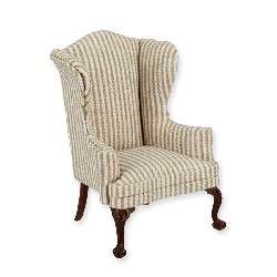 Fauteuil noyer-raye beige