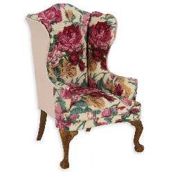 Fauteuil noyer-tissu fleuri