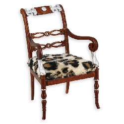 Chaise Art Deco av acc noyer-argent meuble de collection Trianon 1/12