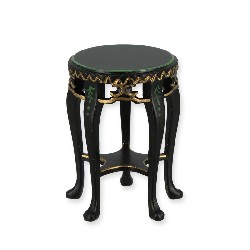 Table d appoint noir ronde motif chinois