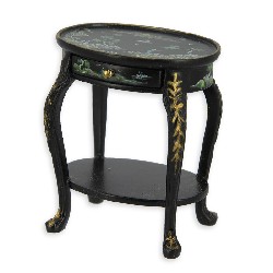 Table d appoint ovale noir motif chinois