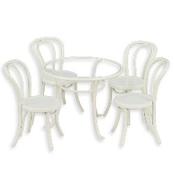 Salon de jardin metal blanc, 5 pcs 1/12