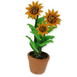tournesols en pot miniature 1:12, Jardin