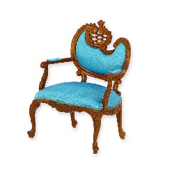 Chaise merisier tissus bleu