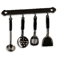 Support 4 accessoires de cuisine métal et noir