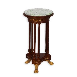 table empire noyer-or plateau marbre miniature 1:12e