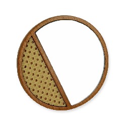 Miroir décor rond Teak