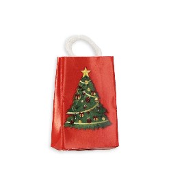 Sac cadeau rouge avec sapin de Noel, Miniatures