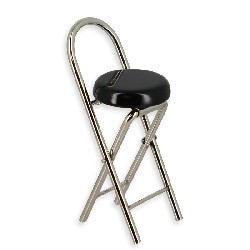 chaise de bar pliante en metal assise noire miniature 1:12e meuble miniature 1/12