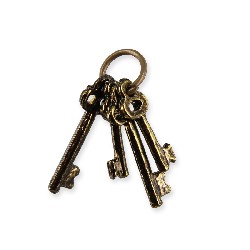 set 4 clés sur anneau antique miniature 1:12e pour maisons de poupées 1/12