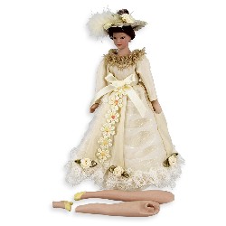 Poupée porcelaine femme beige rose JAMBES HS pour maisons de poupées 1/12