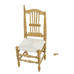 Chaise chene clair OREILLE SUPERIEURE A RECOLLER meuble miniature 1/12