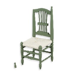 Chaise verte - haut cassé - meuble miniature 1/12