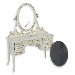 Coiffeuse Louis XV ivoire-fleurs - contour de miroir cassé - meuble de collection Trianon 1/12