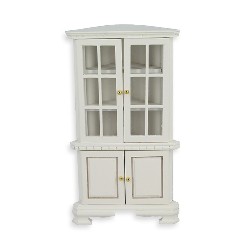 Deux corps d'angle blanc - poignées décalées - meuble miniature 1/12