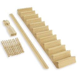 Escalier rampe à droite - à recoller -, non verni pour maisons de poupées 1/12