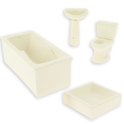 Salle de bain blanche 4 pcs - traces de colle -  miniature 1/12