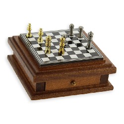 Jeu d'échecs - non magnétique - avec tiroir merisier miniature 1/12