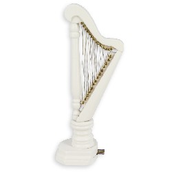 Harpe blanche meuble miniature 1/12
