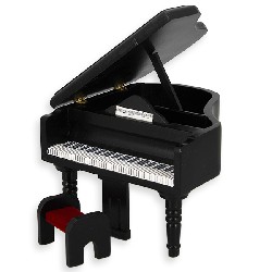 Piano à queue avec tabouret noir meuble miniature 1/12