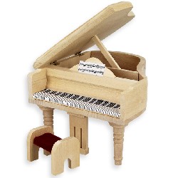 Piano à queue avec tabouret non verni meuble miniature 1/12