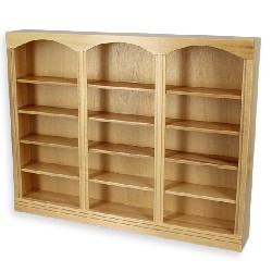 Bibliotheque triple chene clair meuble miniature 1/12