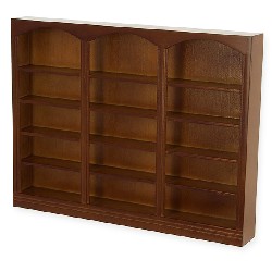 Bibliotheque triple noyer meuble miniature 1/12