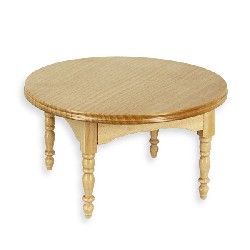 Table ronde chene clair meuble miniature 1/12