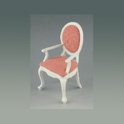 Chaise accoudoir L-XV ivoire, tissu rose
