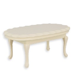 Table ovale bord biseaute L-XV ivoire meuble miniature 1/12