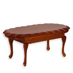 Table ovale bord biseaute L-XV merisier meuble miniature 1/12